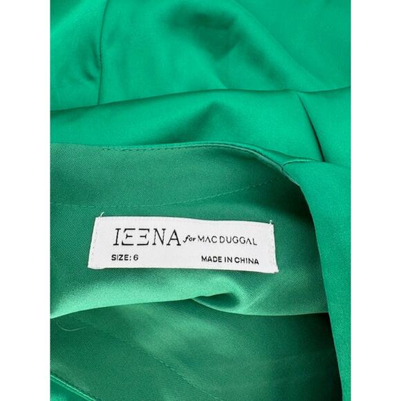 Ieena for Mac Duggal Green Charmeuse Empire Waist Blouson Sleeve Gown – Size 6 - Picture 7 of 10